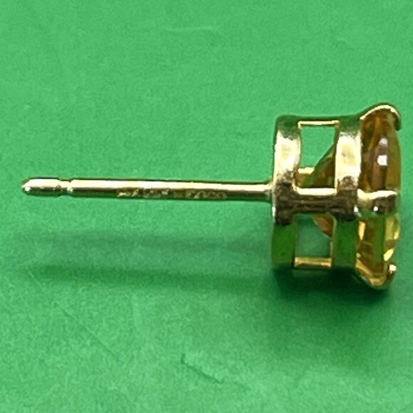 Estate 14K Gold Citrine Orange Stud Earrings Mexico Hallmarked Fine Jewelry VTG - Picture 10 of 10